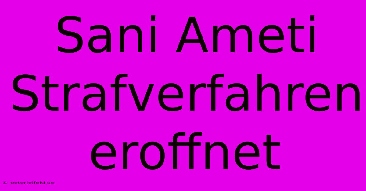 Sani Ameti Strafverfahren Eroffnet