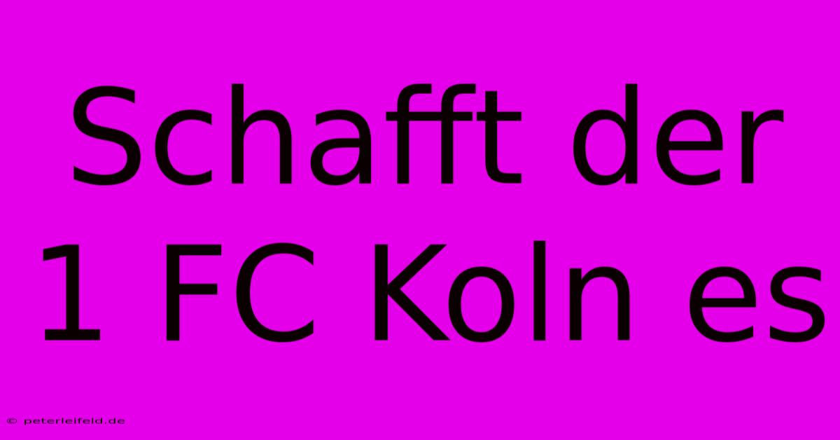 Schafft Der 1 FC Koln Es