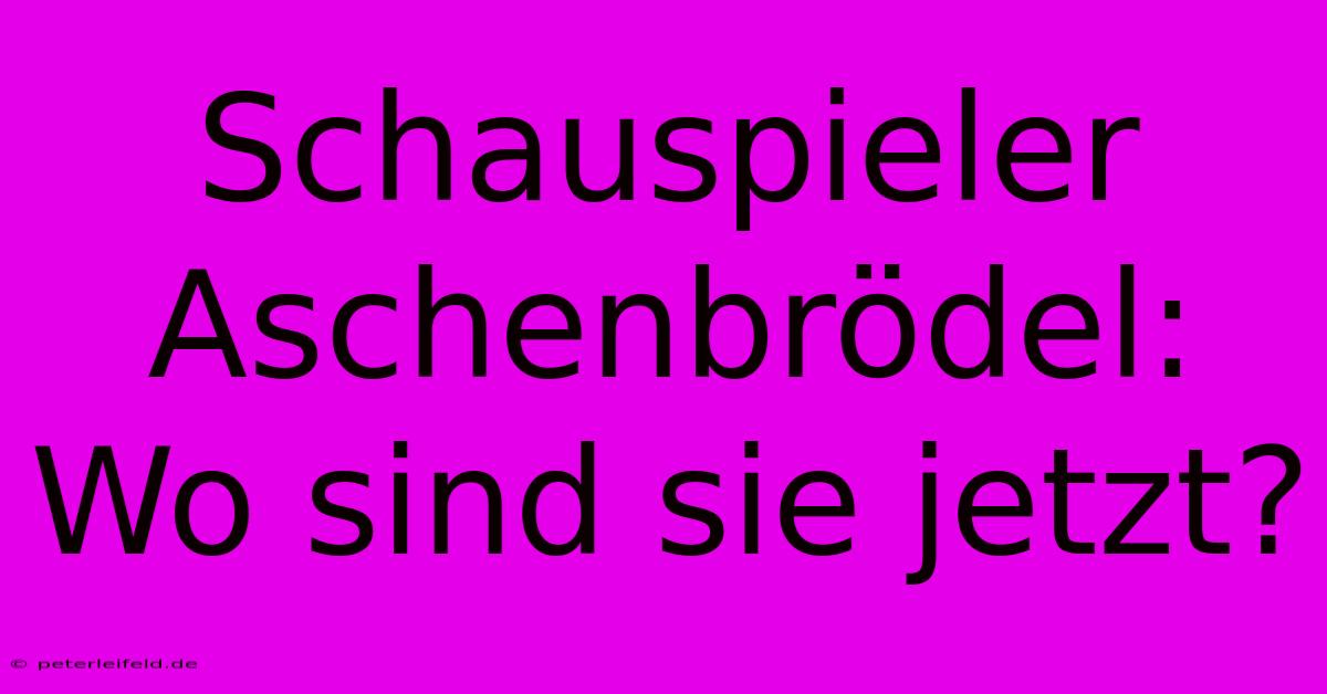 Schauspieler Aschenbrödel:  Wo Sind Sie Jetzt?