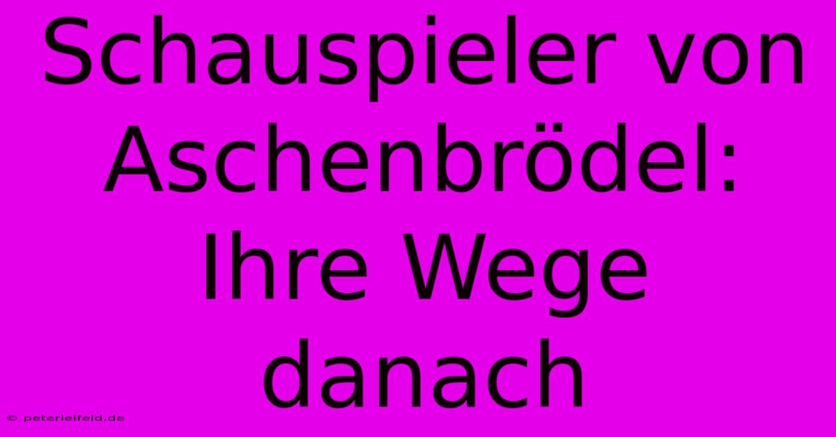 Schauspieler Von Aschenbrödel: Ihre Wege Danach