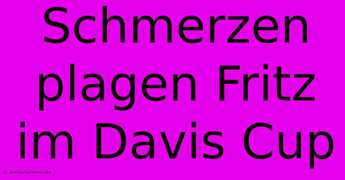 Schmerzen Plagen Fritz Im Davis Cup