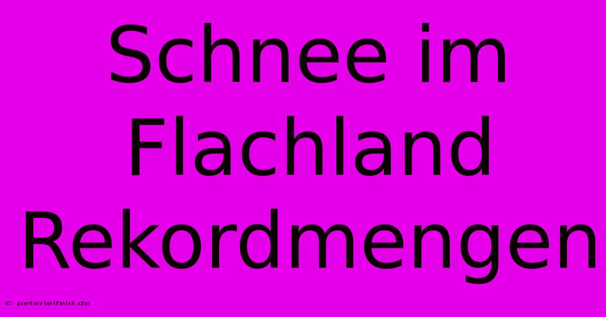 Schnee Im Flachland Rekordmengen