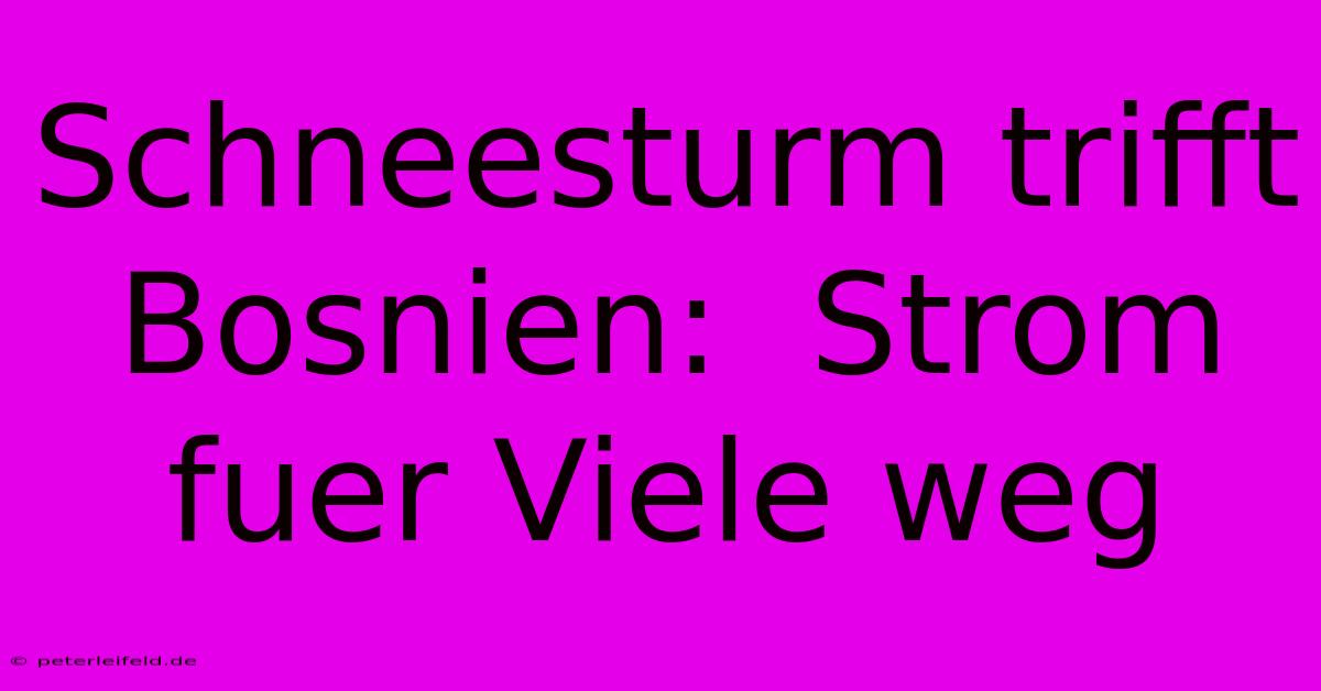 Schneesturm Trifft Bosnien:  Strom Fuer Viele Weg