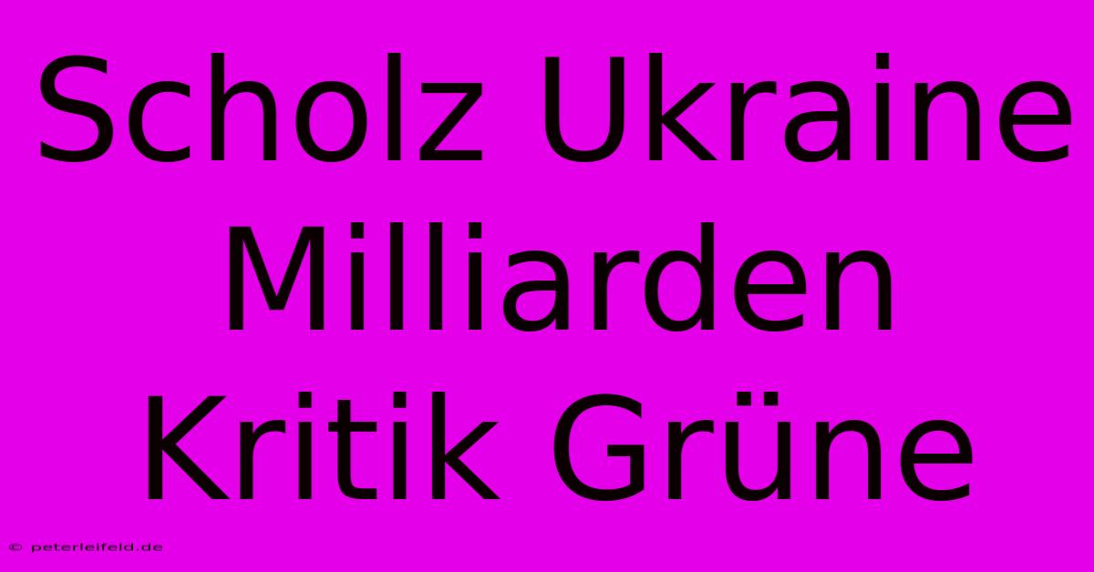 Scholz Ukraine Milliarden Kritik Grüne