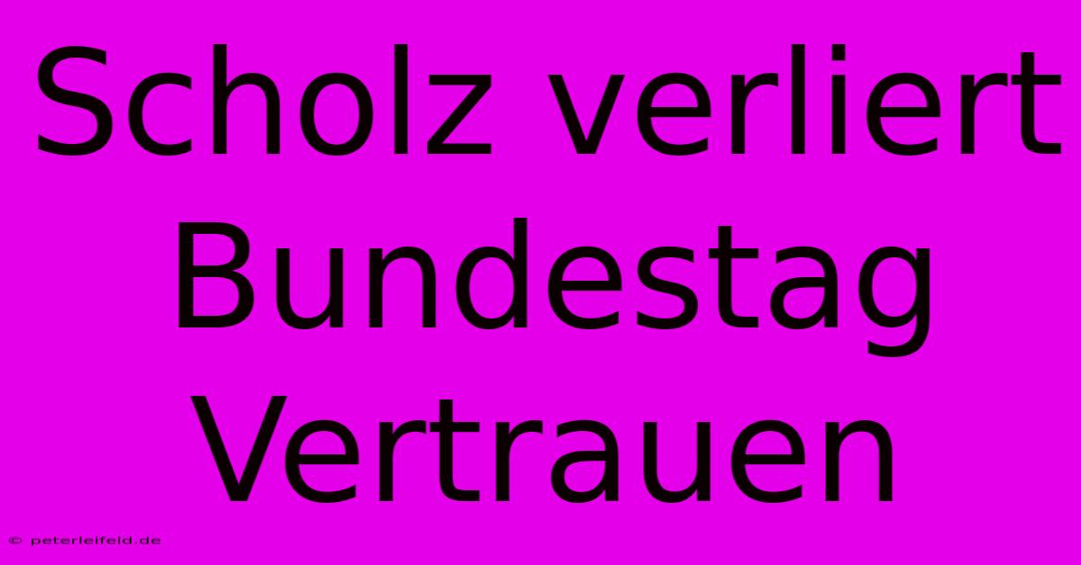 Scholz Verliert Bundestag Vertrauen