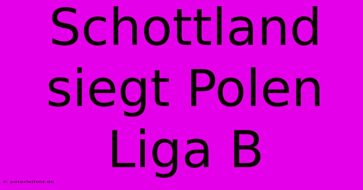 Schottland Siegt Polen Liga B