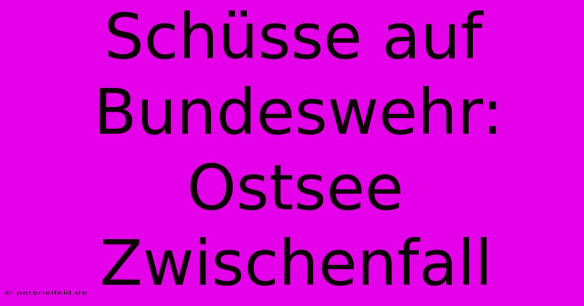 Schüsse Auf Bundeswehr:  Ostsee Zwischenfall