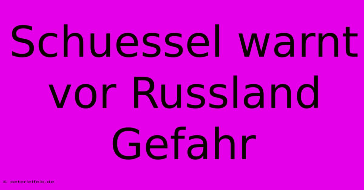 Schuessel Warnt Vor Russland Gefahr