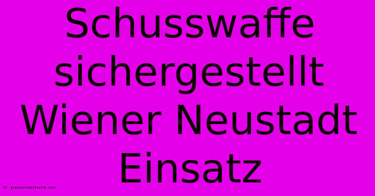 Schusswaffe Sichergestellt Wiener Neustadt Einsatz