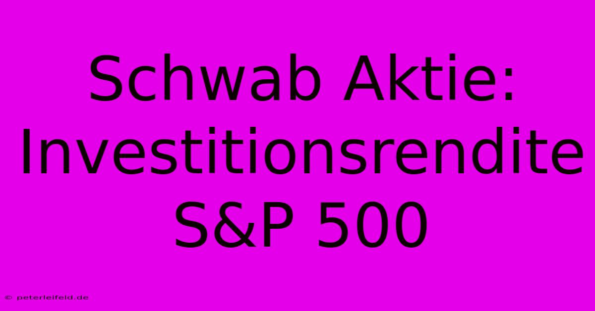 Schwab Aktie:  Investitionsrendite S&P 500