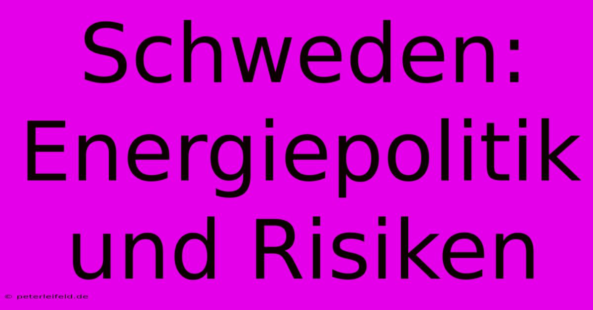 Schweden: Energiepolitik Und Risiken