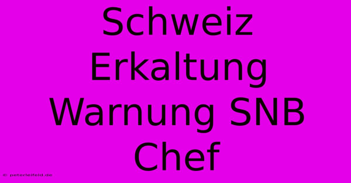 Schweiz Erkaltung Warnung SNB Chef