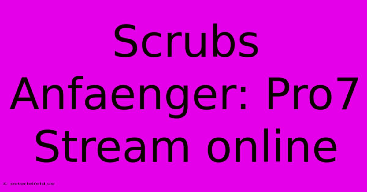 Scrubs Anfaenger: Pro7 Stream Online