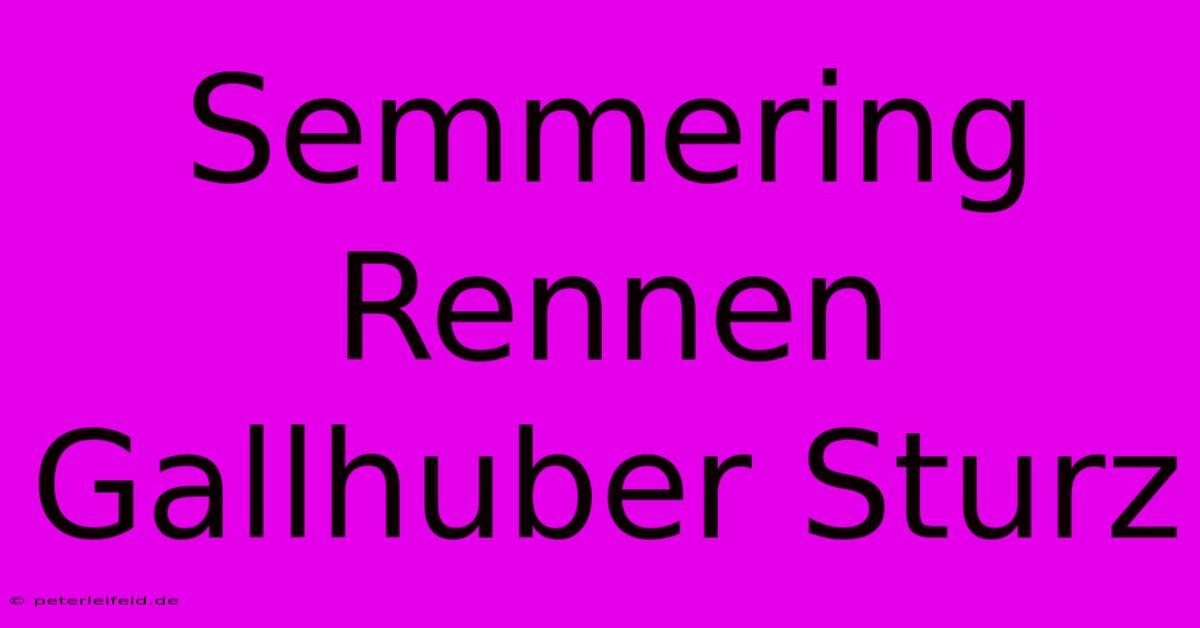 Semmering Rennen Gallhuber Sturz