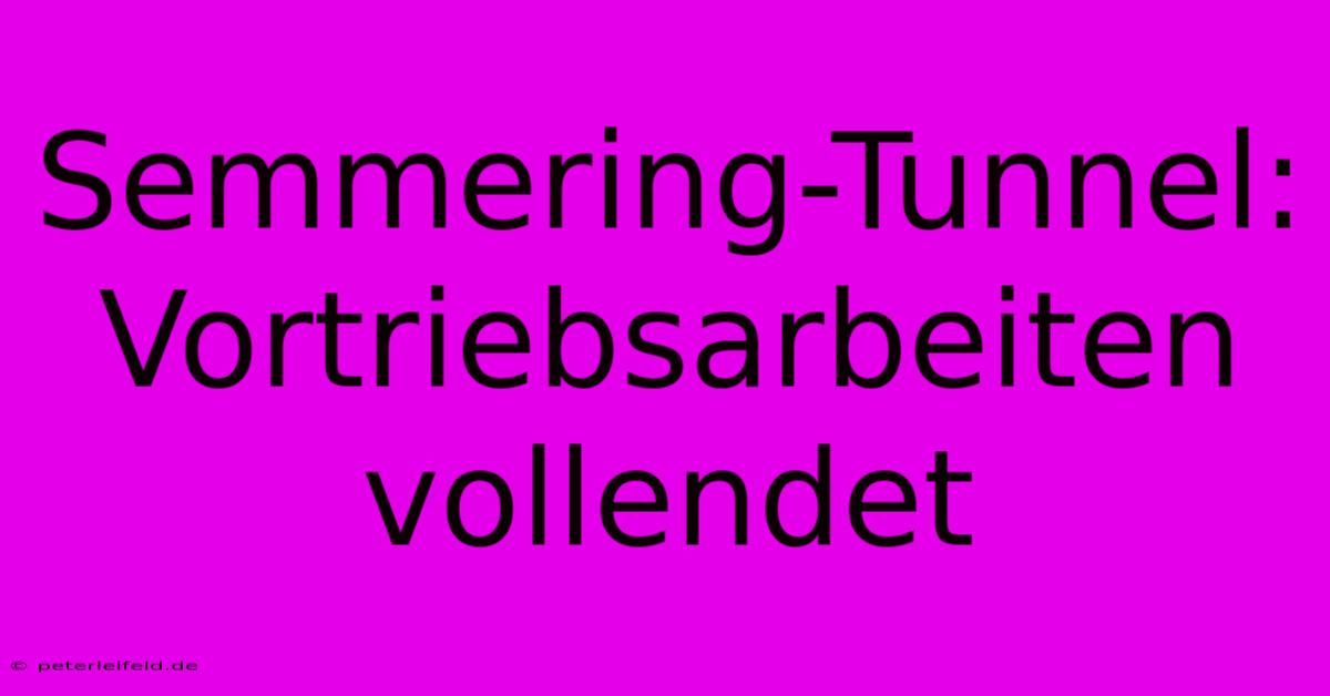 Semmering-Tunnel: Vortriebsarbeiten Vollendet