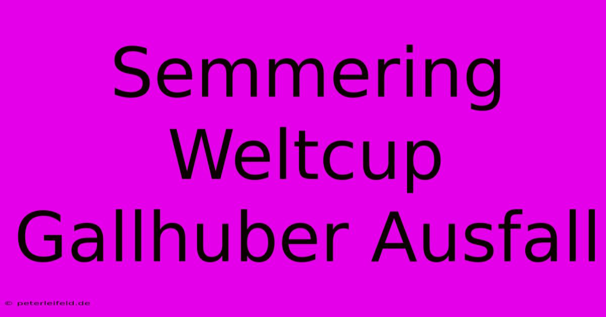 Semmering Weltcup Gallhuber Ausfall