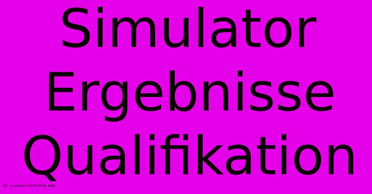 Simulator Ergebnisse Qualifikation