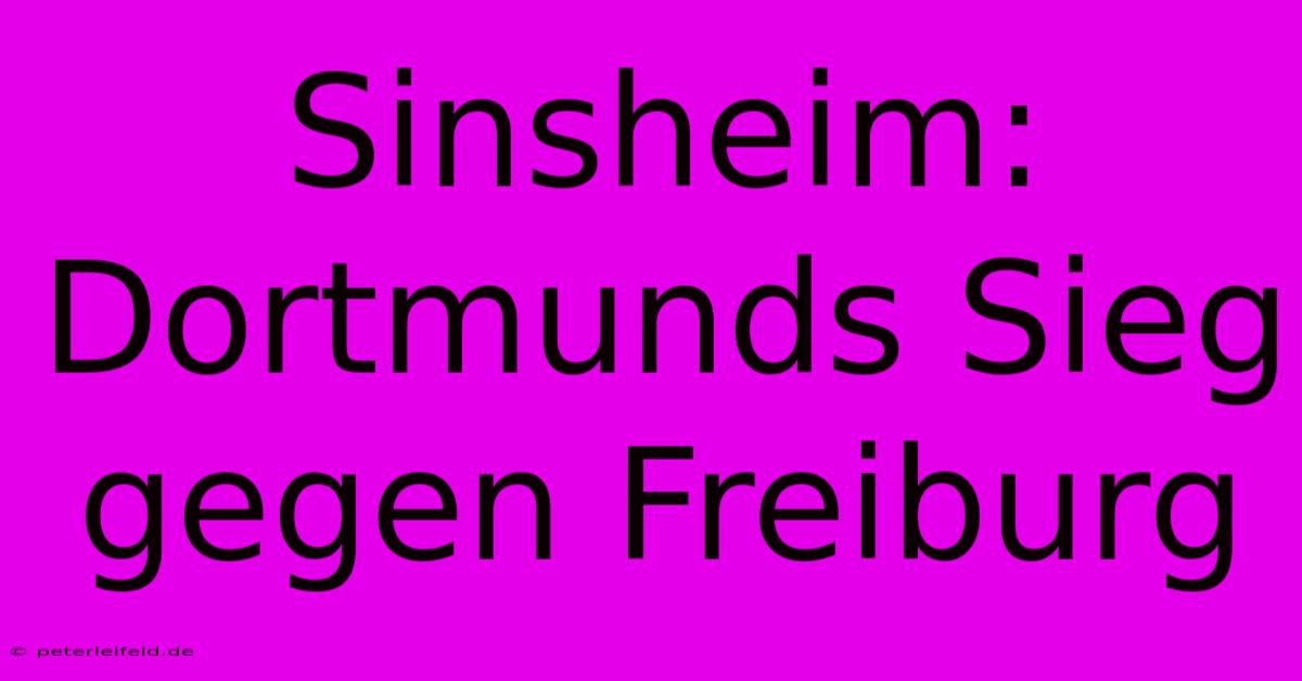 Sinsheim: Dortmunds Sieg Gegen Freiburg