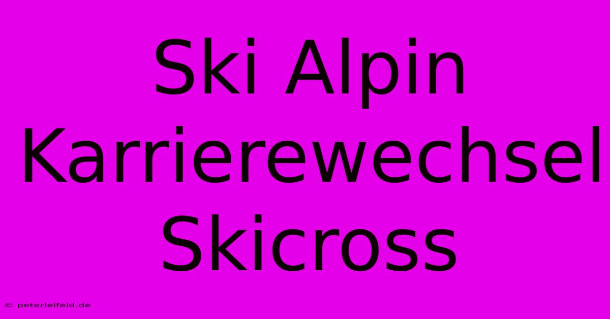 Ski Alpin Karrierewechsel Skicross