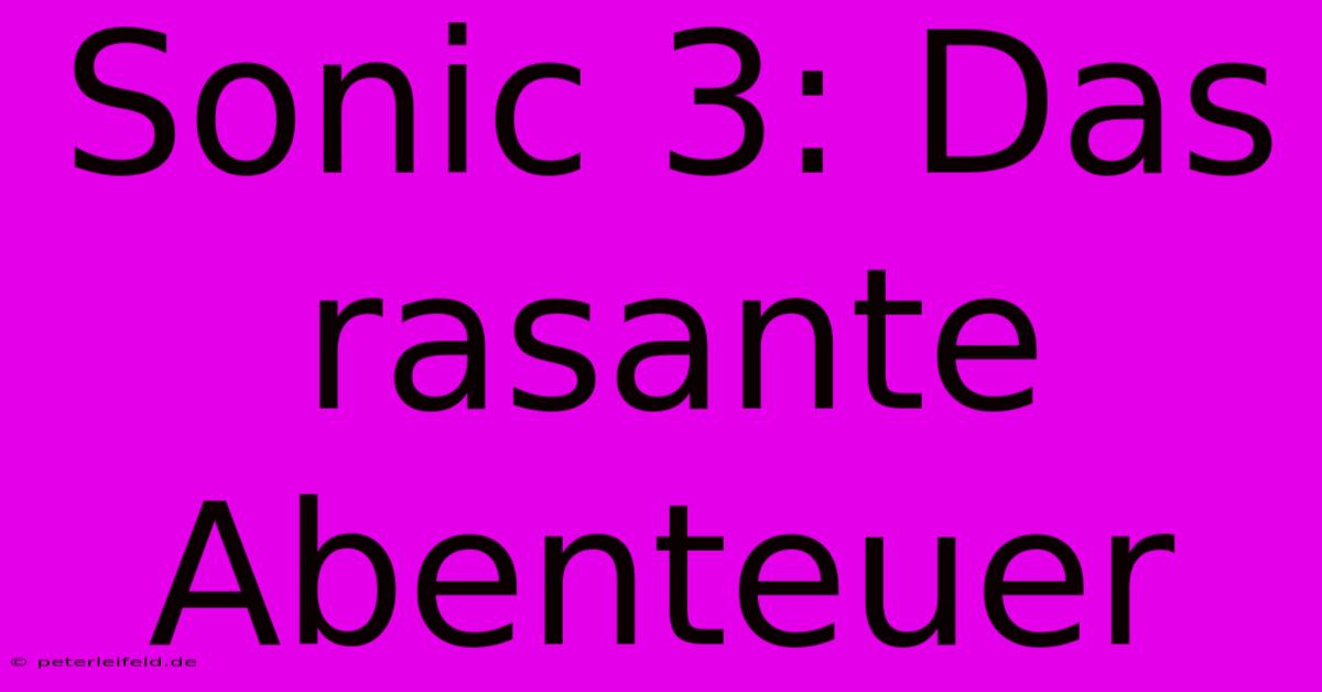 Sonic 3: Das Rasante Abenteuer