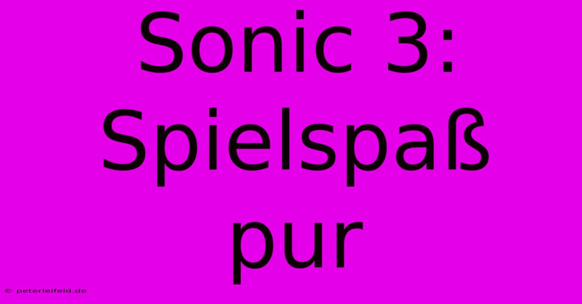 Sonic 3: Spielspaß Pur