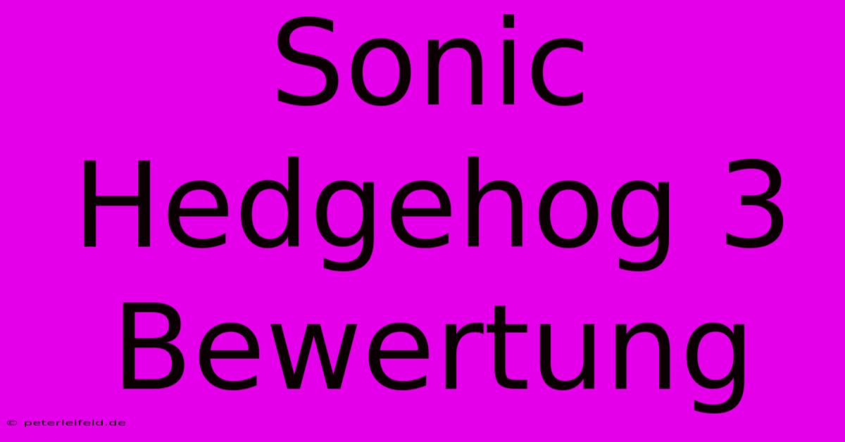 Sonic Hedgehog 3 Bewertung