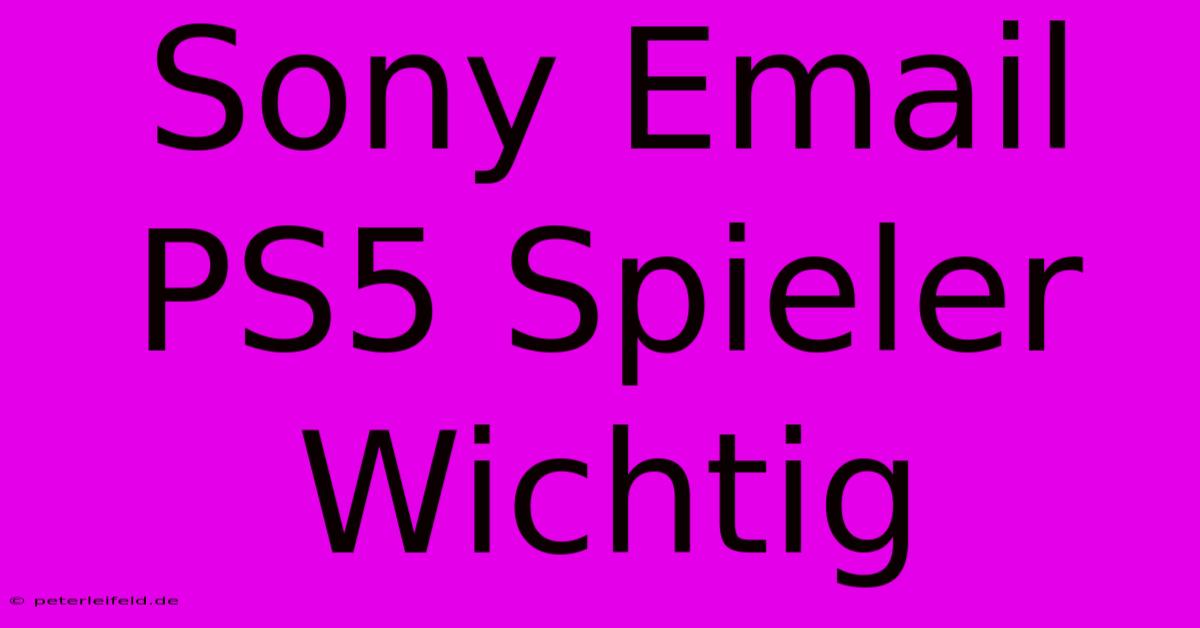 Sony Email PS5 Spieler Wichtig