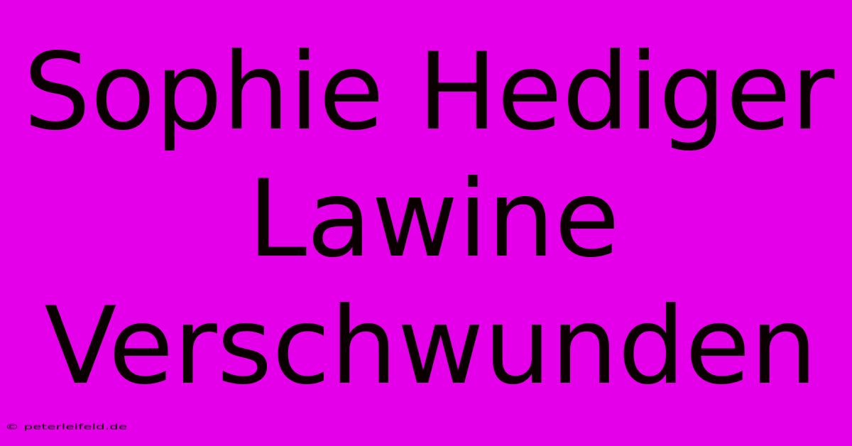 Sophie Hediger Lawine Verschwunden