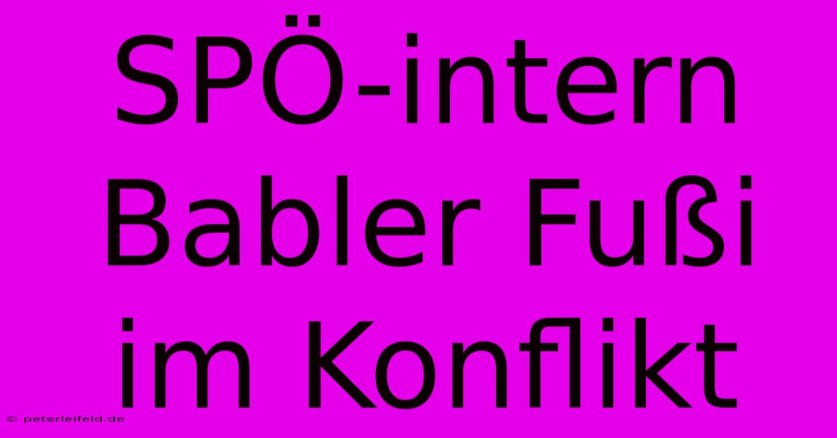 SPÖ-intern Babler Fußi Im Konflikt