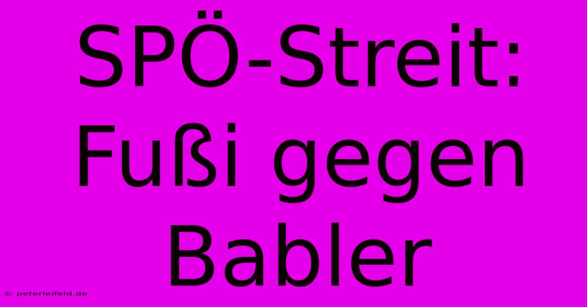 SPÖ-Streit: Fußi Gegen Babler