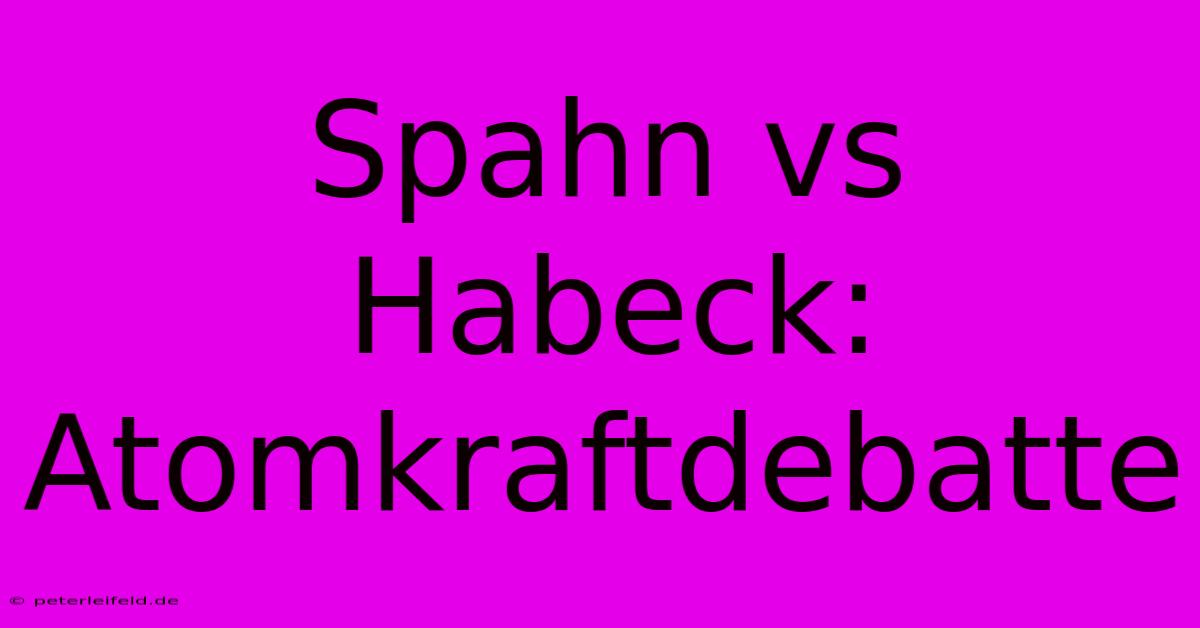 Spahn Vs Habeck: Atomkraftdebatte