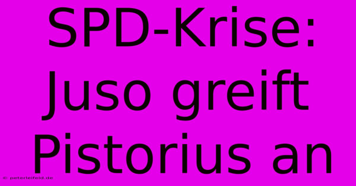 SPD-Krise: Juso Greift Pistorius An