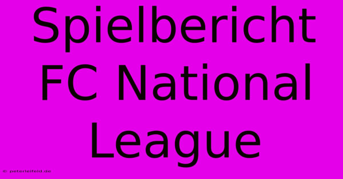 Spielbericht FC National League