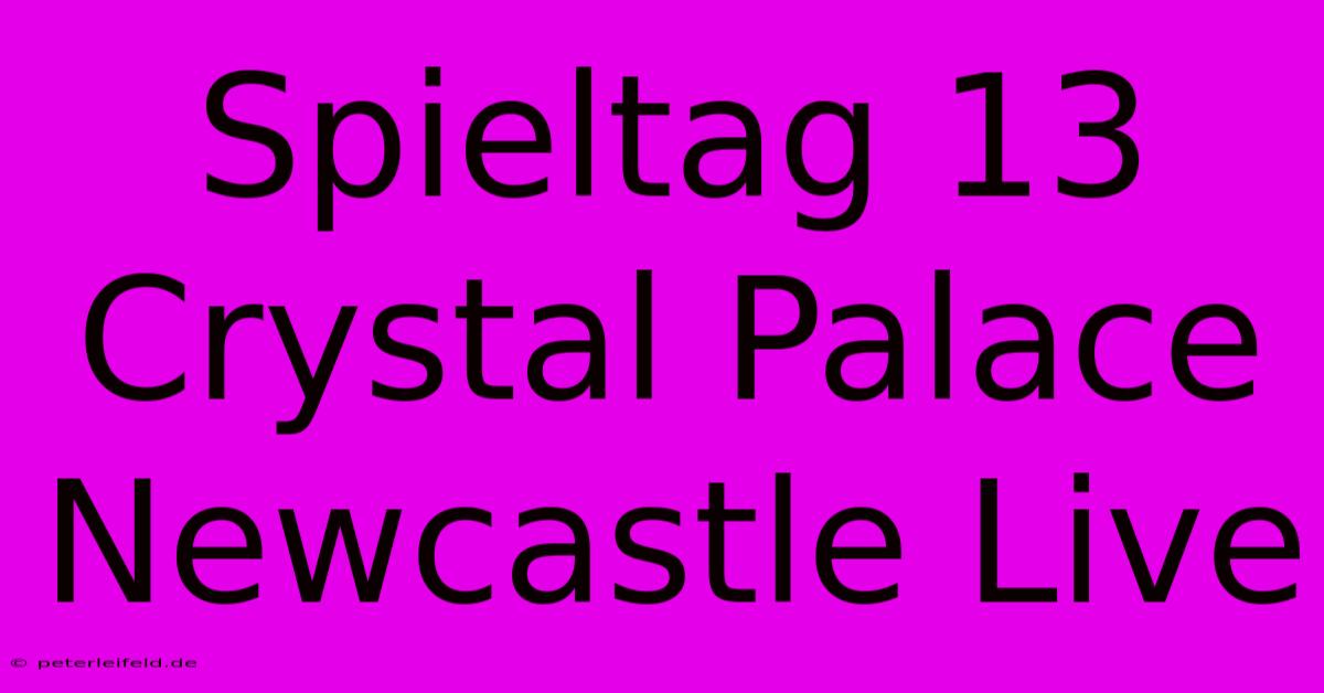 Spieltag 13 Crystal Palace Newcastle Live