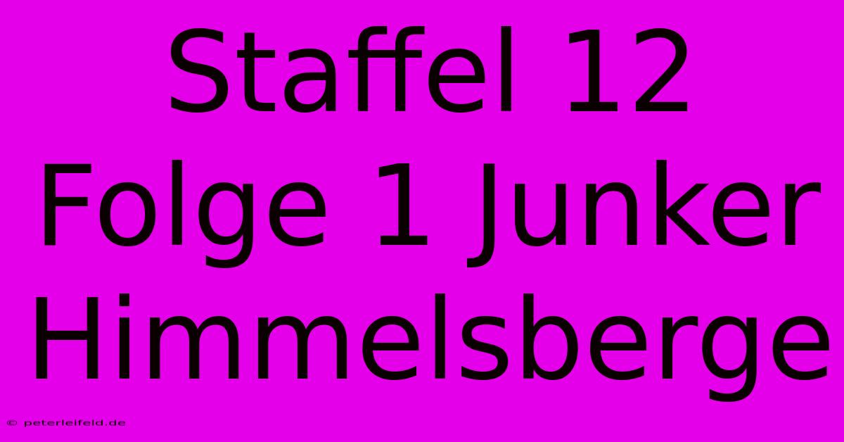 Staffel 12 Folge 1 Junker Himmelsberge