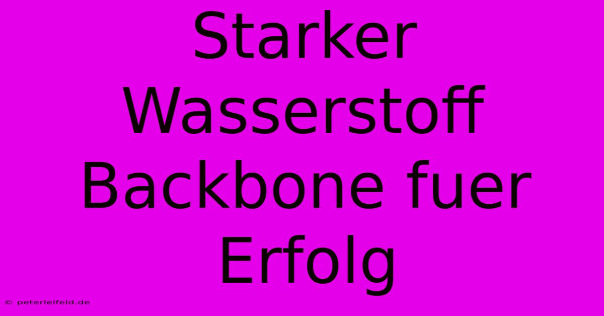 Starker Wasserstoff Backbone Fuer Erfolg