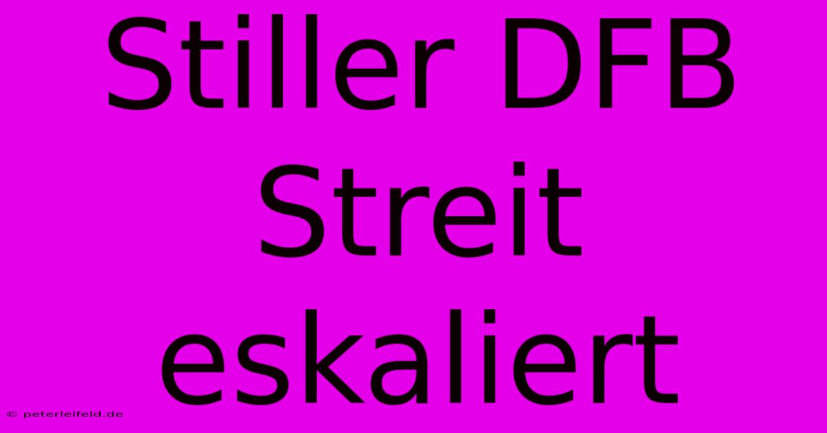 Stiller DFB Streit Eskaliert