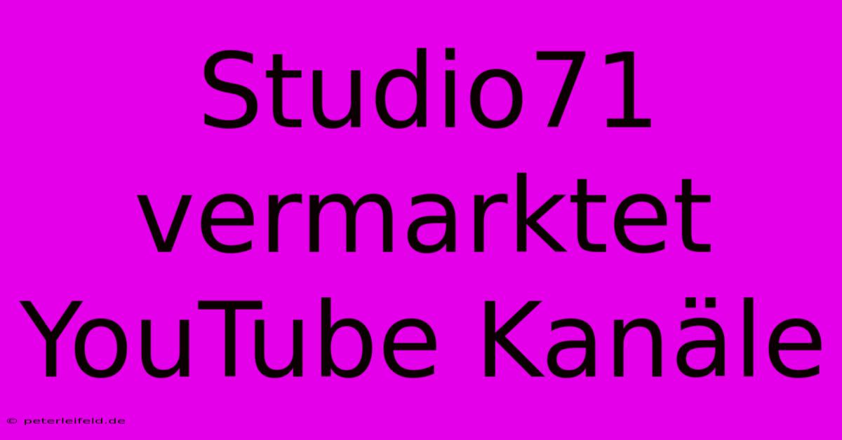 Studio71 Vermarktet YouTube Kanäle