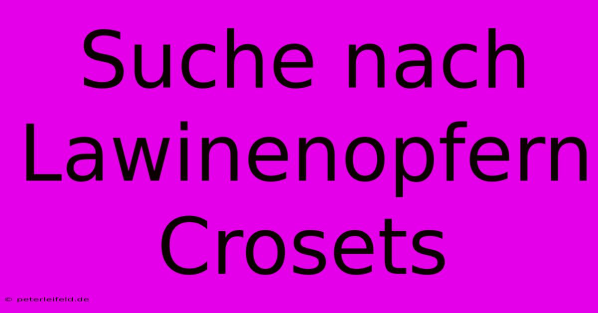 Suche Nach Lawinenopfern Crosets