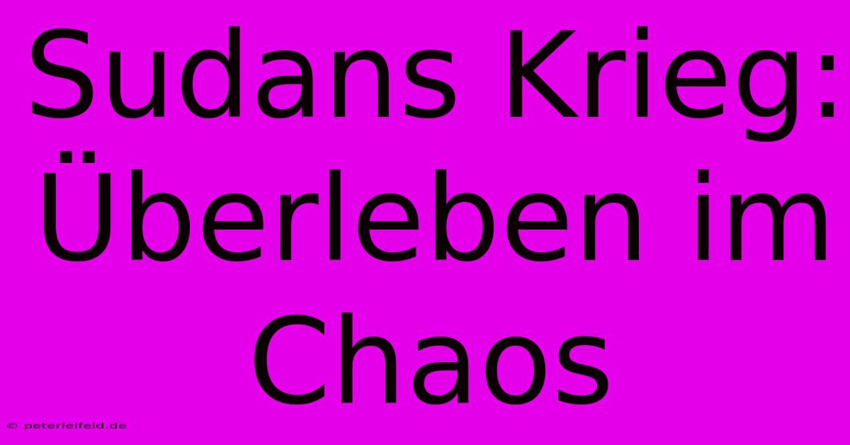 Sudans Krieg: Überleben Im Chaos