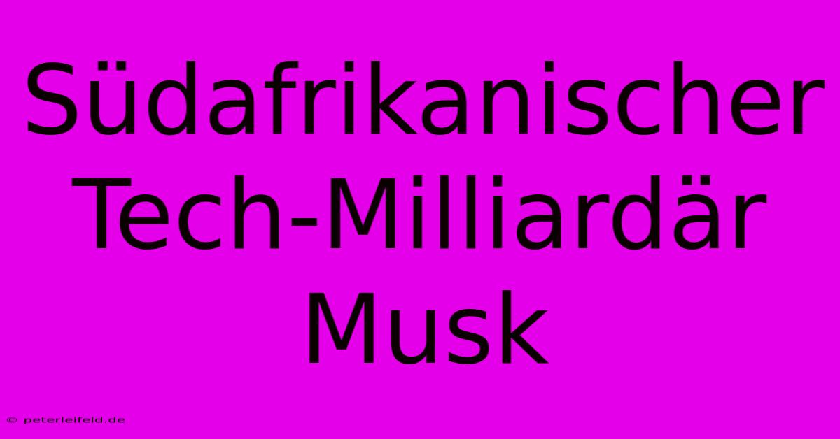 Südafrikanischer Tech-Milliardär Musk