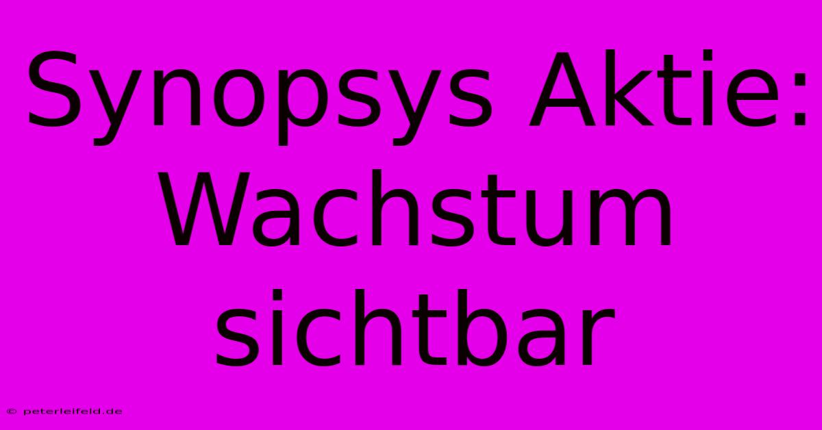 Synopsys Aktie: Wachstum Sichtbar