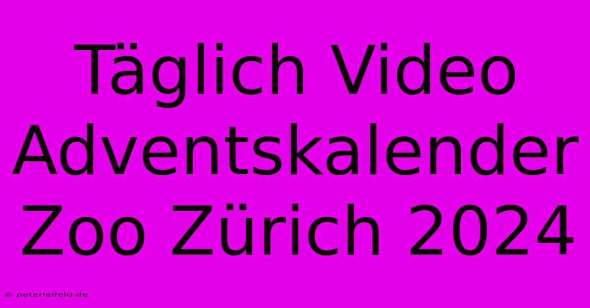 Täglich Video Adventskalender Zoo Zürich 2024