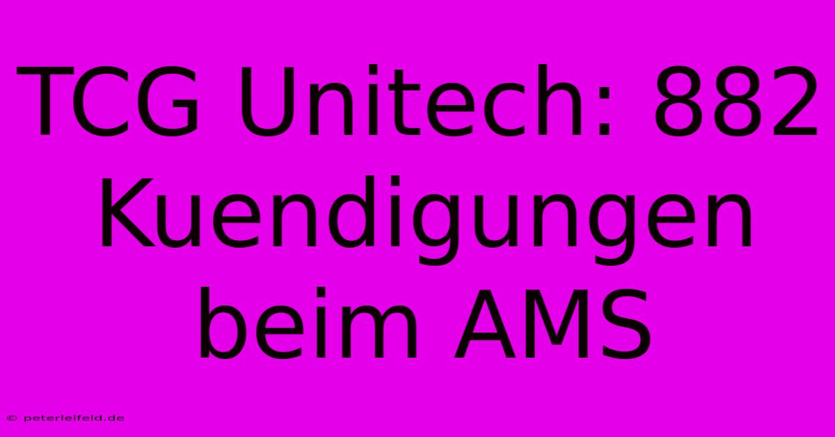 TCG Unitech: 882 Kuendigungen Beim AMS