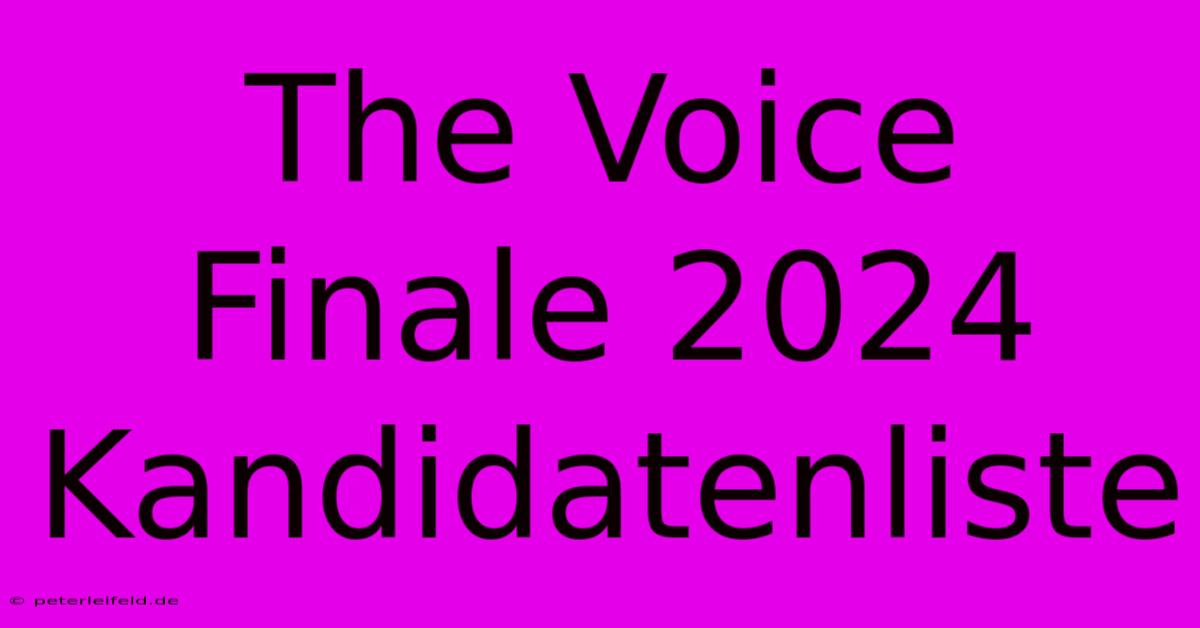 The Voice Finale 2024 Kandidatenliste