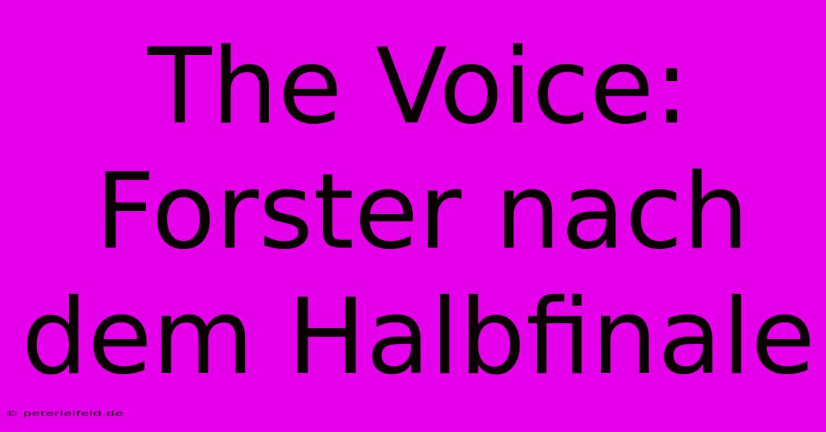 The Voice: Forster Nach Dem Halbfinale