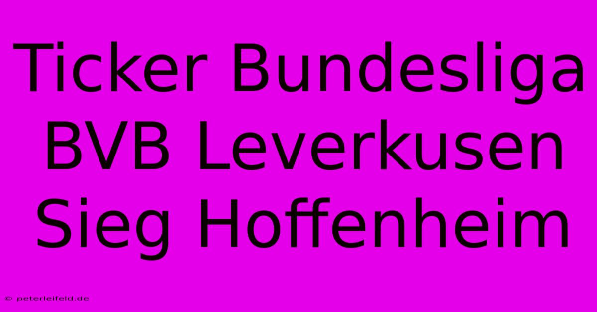 Ticker Bundesliga BVB Leverkusen Sieg Hoffenheim