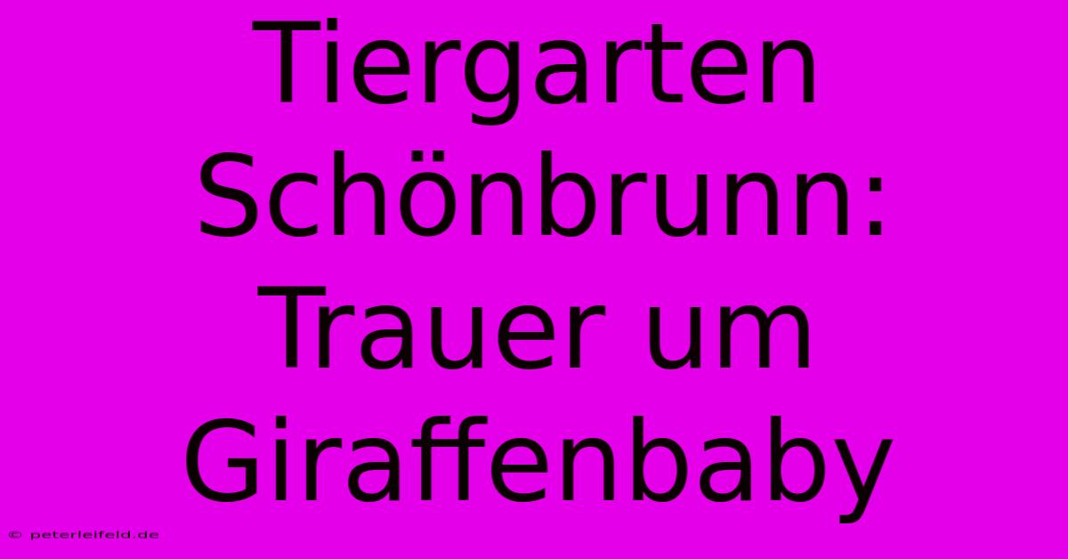 Tiergarten Schönbrunn: Trauer Um Giraffenbaby