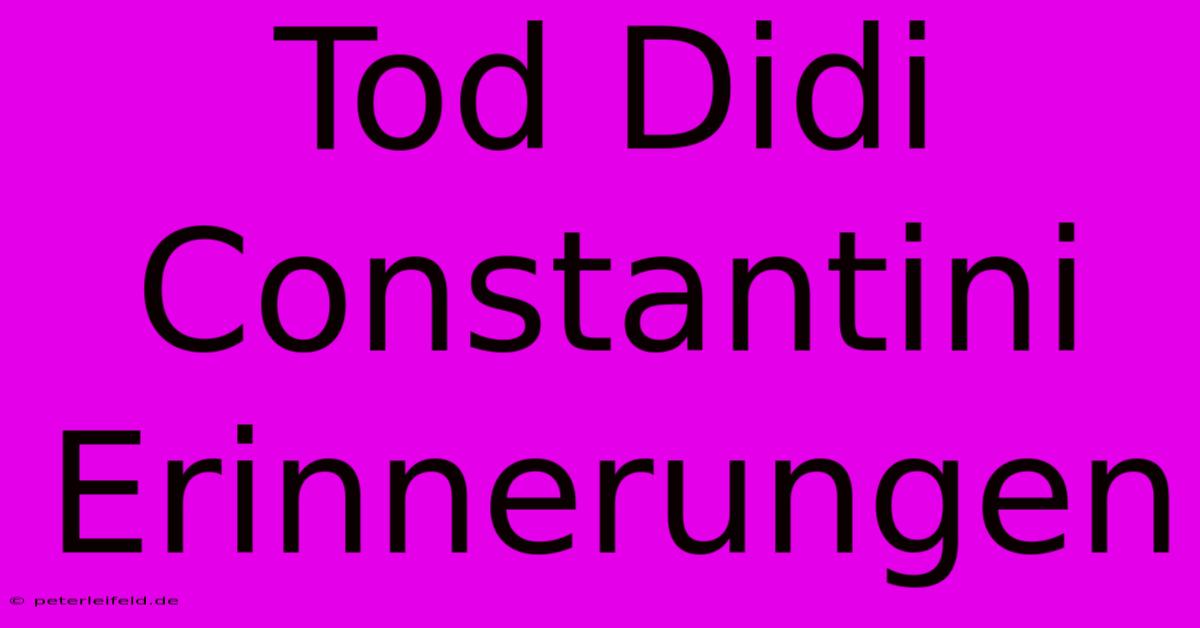 Tod Didi Constantini Erinnerungen