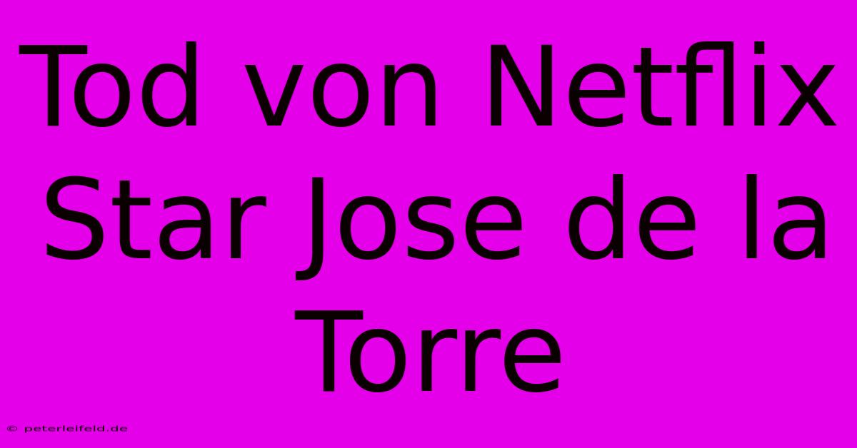 Tod Von Netflix Star Jose De La Torre